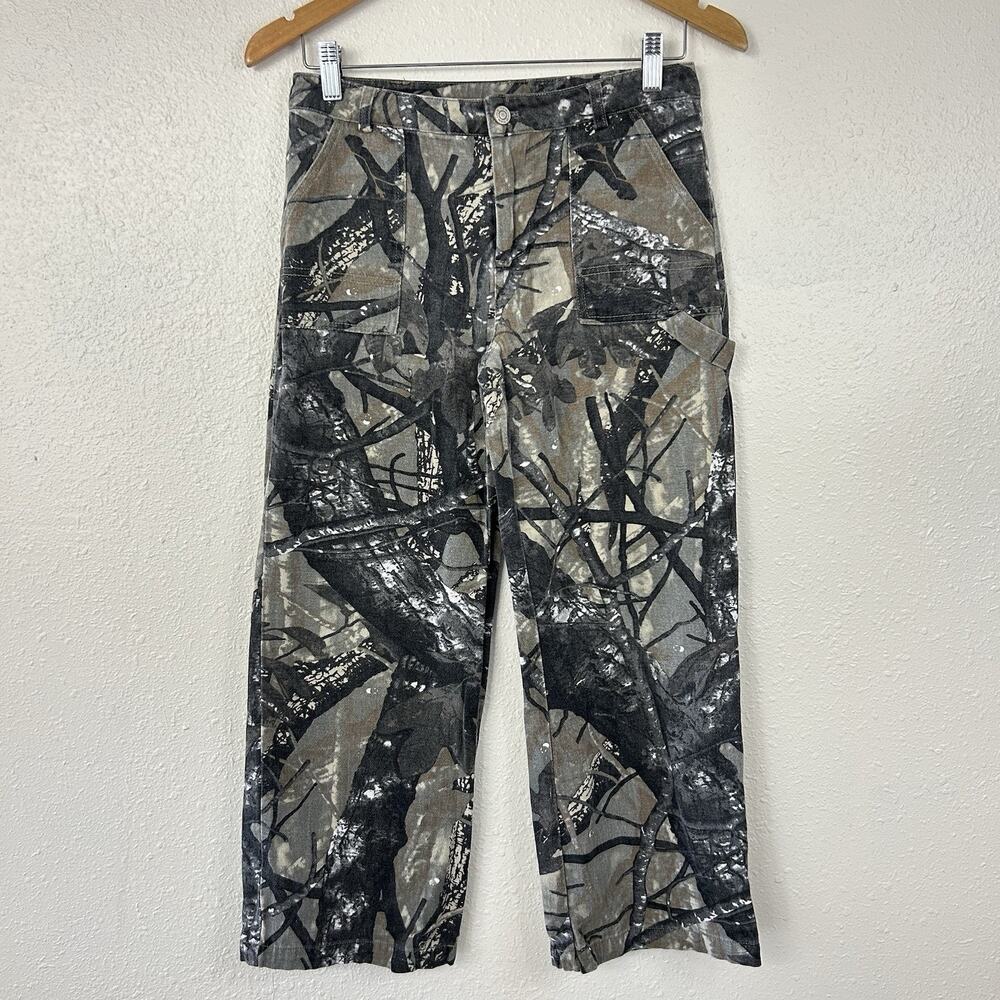 Girls Camo Denim Pants Pockets Wide Leg Retro Outdoor Y2K Style RSQ Size 16